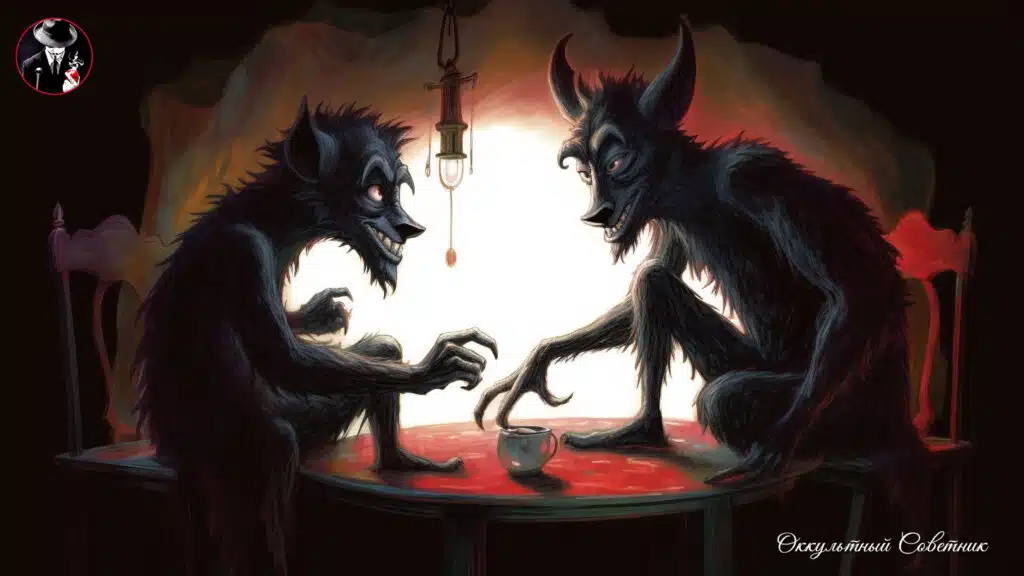 malfetto666 a devil and a man seat at the opposite sides of the 39ddfdd0 b981 446f 9426 52b90946dd14