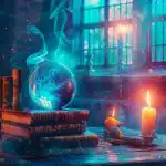 malfetto666 an ancient wooden table holds old books with magica a5a5a521 7c08 467d 9e3d 316527909f24