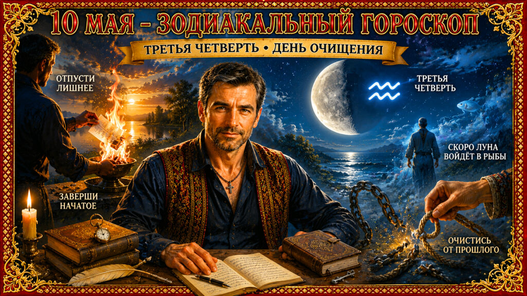 10 мая — Зодиакальный гороскоп. ТРЕТЬЯ ЧЕТВЕРТЬ Луны! Двадцать третий лунный день! День ОЧИЩЕНИЯ и завершений! ♒♓♈