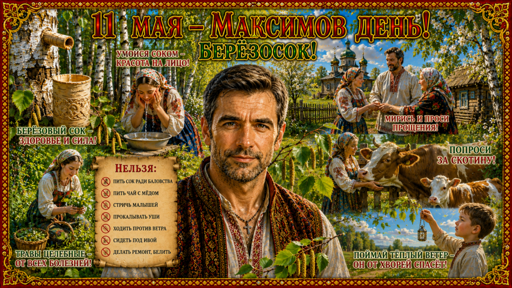 11 мая — МАКСИМОВ день! Берёзосок! Что НЕЛЬЗЯ делать, чтобы НЕ ВЫБЕЛИТЬ из дома удачу и здоровье! 🌳💧⚠️